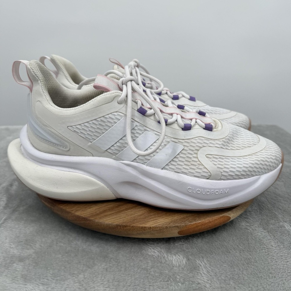 Adidas Cloudfoam Shoes Womens Size 10 White Pink Purple Bounce Running Sneakers
